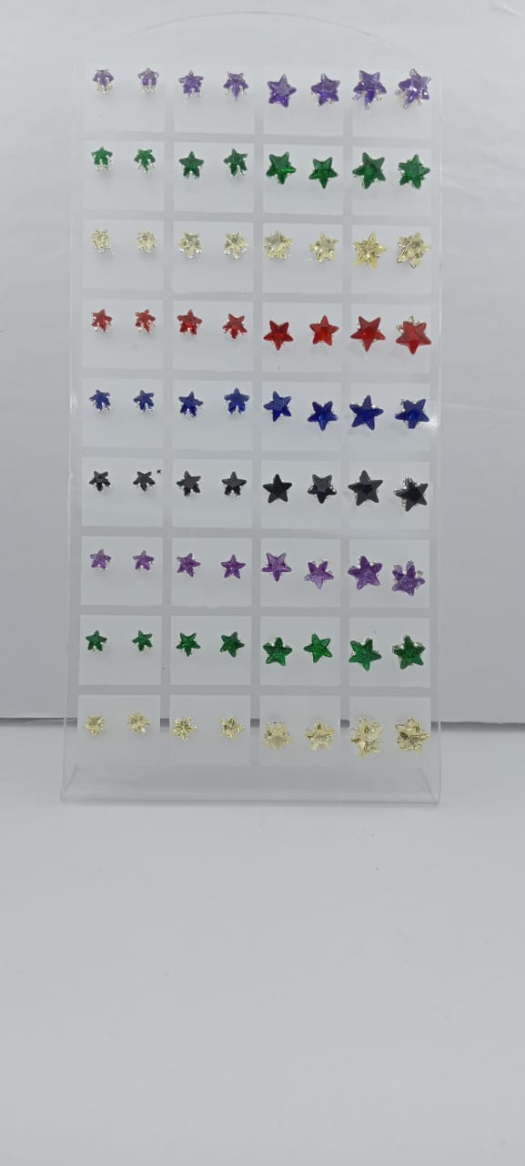 Women's Star Studs With Artificial Stones (36 Pairs)